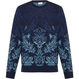 Etro, Heren, Truien, Blauw, Maat: S Wol,