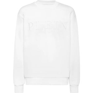 Philipp Plein, Heren, Sweatshirts & Hoodies, Wit, Maat: S Katoen,