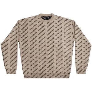 Balenciaga, Heren, Sweatshirts & Hoodies, Beige, Maat: M Katoen,