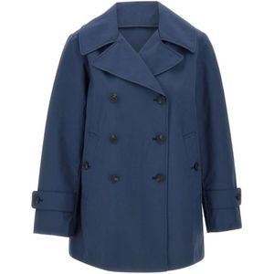 Save The Duck - Blauwe Dubbelrijige Knop Jas - Dames - Trenchcoat