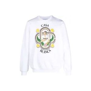 Casablanca Organisch katoenen sweatshirt met grafische print , White , Heren , Maat: M