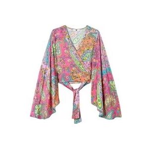 Twinset Multicolor Paisley Twill Viscose Blouse , Multicolor , Dames , Maat: S