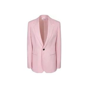 Burberry Single-breasted Wollen Jas , Pink , Dames , Maat: XS