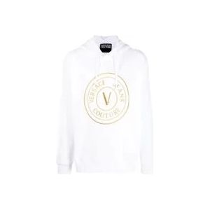 Versace Witte Hoodie met Logo Print , White , Heren , Maat: L