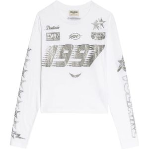 Zadig & Voltaire, Dames, Tops, Wit, Maat: M Katoen,