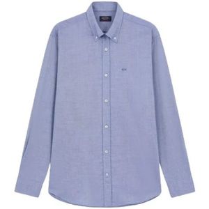Paul & Shark, Heren, Overhemden, Blauw, Maat: M Katoen,