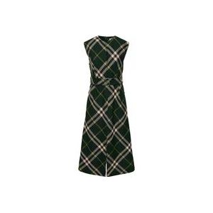 Burberry Geruite Wollen Jurk , Green , Dames , Maat: 2XS