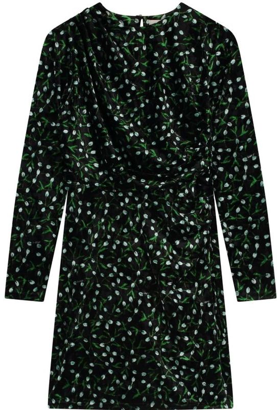 Fabienne Chapot - Jurk - Aqua - Bloemenprint - Korte Mouwen - Aansluitende Pasvorm