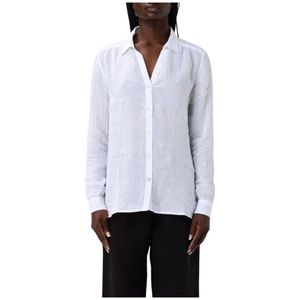 120% Lino, Dames, Blouses & Shirts, Wit, Maat: L Linnen,