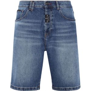 Philipp Plein, Heren, Korte broeken, Blauw, Maat: W30 Denim,