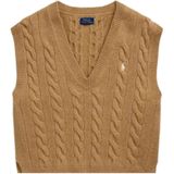 Polo Ralph Lauren - Mouwloze Trui - Kastanje - V-hals - Wol en Kasjmier