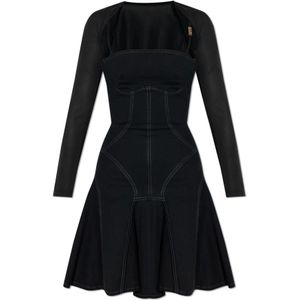 Versace Jeans Couture, Dames, Jurken, Zwart, Maat: XS Katoen,