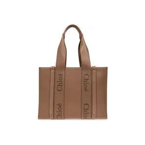 Chloé ‘Woody Medium’ shopper tas , Brown , Dames , Maat: ONE Size
