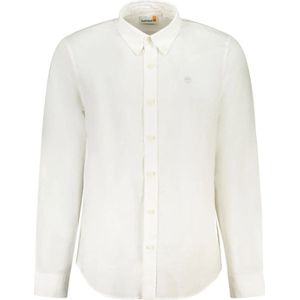 Longsleeve - Wit - Katoenen Overhemd - Slim Fit - Met Borduursel