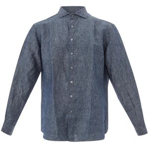 Lardini, Heren, Overhemden, Blauw, Maat: 2XL