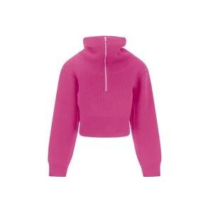 Jacquemus Luxe Merino Wol Coltrui Breiwerk , Pink , Dames , Maat: M