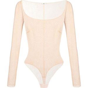 Elisabetta Franchi, Dames, Tops, Beige, Maat: S Tweed,