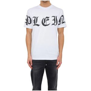 Philipp Plein, Heren, Tops, Wit, Maat: L Katoen,