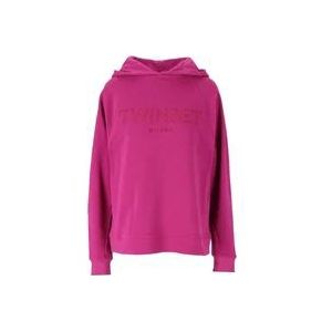 Twinset Fuchsia Hoodie MET Logo , Pink , Dames , Maat: S