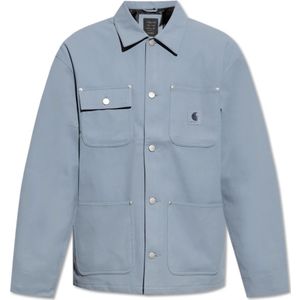 Carhartt Wip, Heren, Jassen, Blauw, Maat: S Suède,