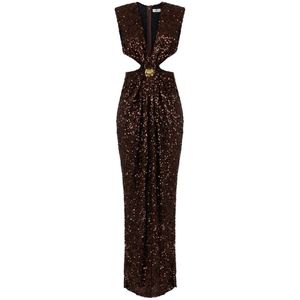 Elisabetta Franchi, Dames, Jurken, Bruin, Maat: S