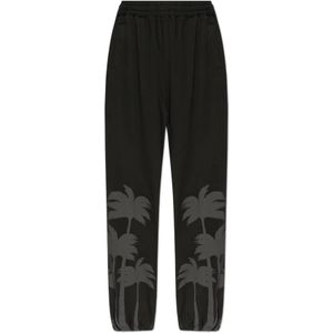 Palm Angels, Heren, Broeken, Zwart, Maat: L Katoen,