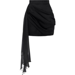 Elisabetta Franchi, Dames, Rokken, Zwart, Maat: S Satijn,