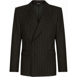 Dolce & Gabbana, Heren, Jassen, Zwart, Maat: 2XL Zijde,