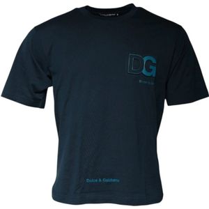Dolce & Gabbana - Short Sleeve Crew Neck T-Shirt - Donkerblauw - 100% Katoen