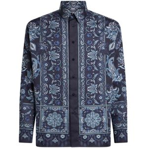 Etro, Heren, Overhemden, Blauw, Maat: 2XL Katoen,