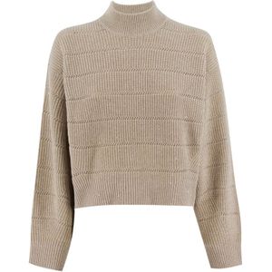 Brunello Cucinelli, Dames, Truien, Beige, Maat: S Wol,