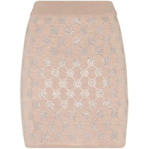 Philipp Plein, Dames, Rokken, Beige, Maat: XS Wol,