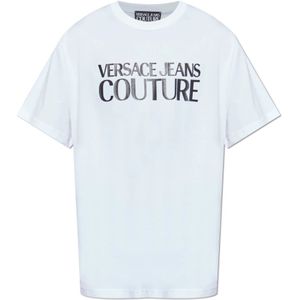 Versace Jeans Couture - T-shirt - Wit - Katoen - Met Bedrukt Logo
