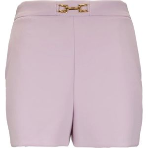 Elisabetta Franchi, Dames, Korte broeken, Roze, Maat: L Leer,