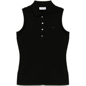 Lacoste, Dames, Tops, Zwart, Maat: 3XS Piqué,