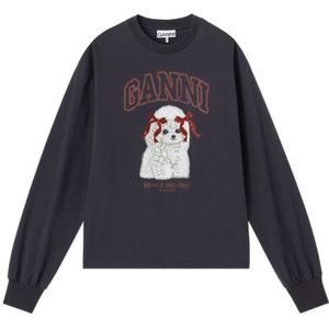 Ganni, Dames, Sweatshirts & Hoodies, Zwart, Maat: L