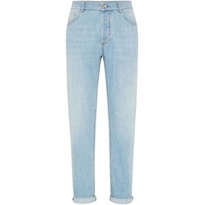 Brunello Cucinelli, Heren, Jeans, Blauw, Maat: 3XL Denim,