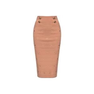 Pinko Stijlvolle Gonna A-Line Rok , Beige , Dames , Maat: S