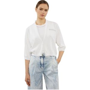 Peserico, Dames, Sweatshirts & Hoodies, Wit, Maat: XS Katoen,