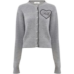 Chloé, Dames, Truien, Grijs, Maat: S Wol,
