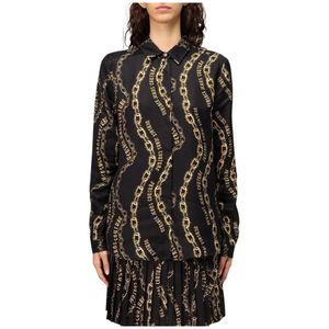 Versace Jeans Couture, Dames, Blouses & Shirts, Zwart, Maat: 3XS Zijde,
