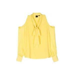 Pinko Gele Cold-Shoulder Gerimpelde Shirt , Yellow , Dames , Maat: S