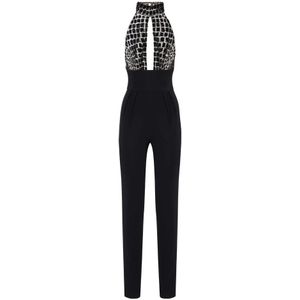 Elisabetta Franchi, Dames, Jumpsuits & Playsuits, Zwart, Maat: 2XL Poliester,