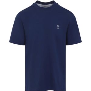 Brunello Cucinelli, Heren, Tops, Blauw, Maat: XL Katoen,