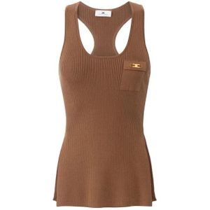 Elisabetta Franchi, Dames, Tops, Bruin, Maat: XS Zijde,