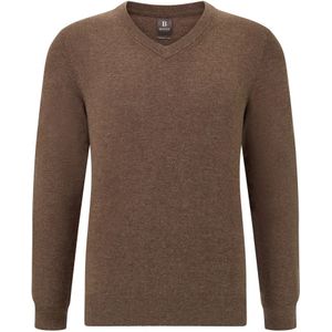 Boggi Milano - Kasjmier Blend V Neck - Trui - Bruin - Lange Mouwen