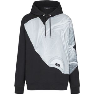 Balmain Hoodie met T-shirt print , Black , Heren , Maat: L