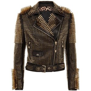 Philipp Plein, Dames, Jassen, Zwart, Maat: 2XL Leer,