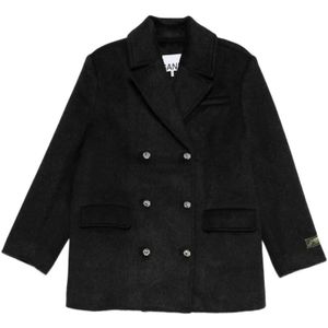 Ganni, Dames, Jassen, Zwart, Maat: S/M Wol,