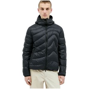 Moncler Gewatteerde Hoodie Jas met Logopatch , Black , Heren , Maat: S